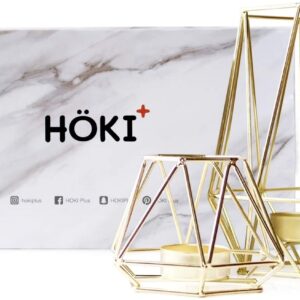 HÖKI+ Set of 2 Gold Geometric Metal Tealight Candle Holders
