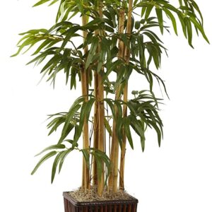 Nearly Natural 4ft. Bamboo with Decorative Planter Artificial Plant