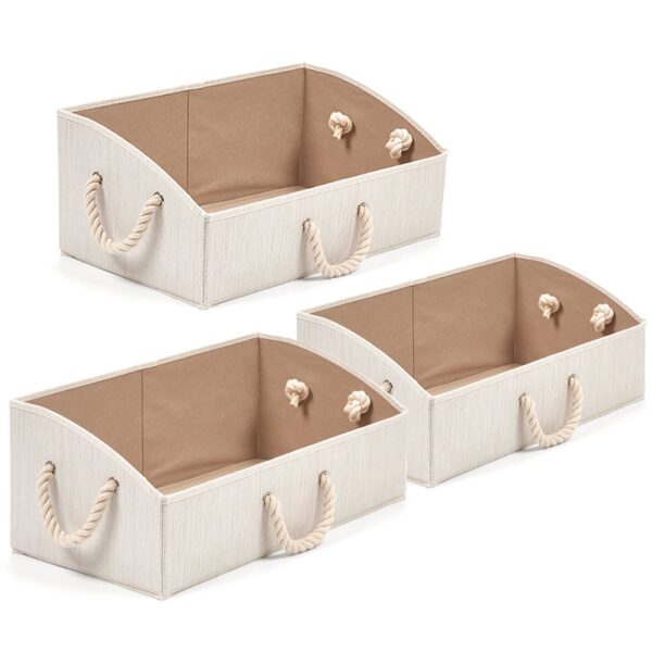 Set of 3 Large Storage Bins EZOWare Foldable Fabric Trapezoid Organizer Boxes