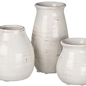Sullivans Small White Ceramic Vase Set, Rustic White Home Decor
